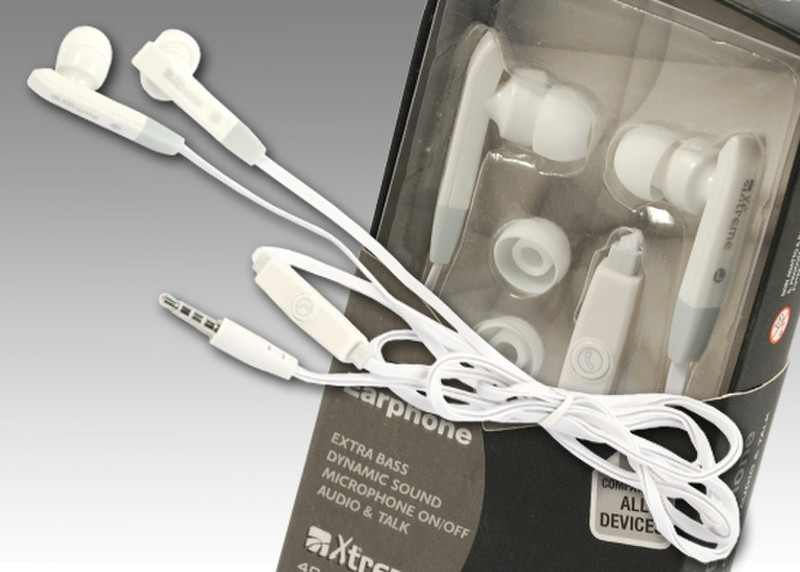 Xtreme 40186W Binaural In-ear White mobile headset