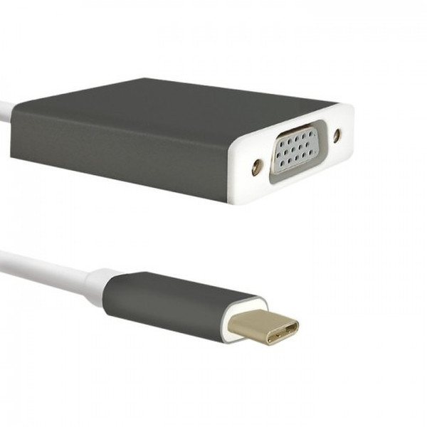 Qoltec 50428 USB 3.1 Type C VGA Schwarz, Weiß Kabelschnittstellen-/adapter