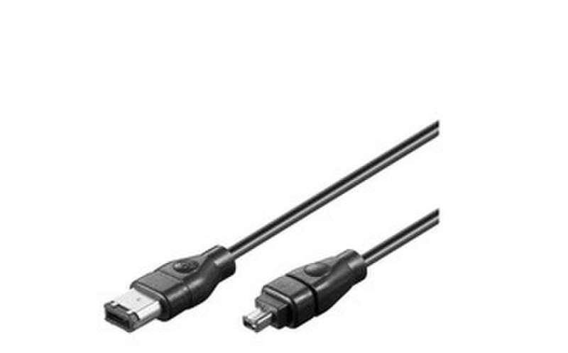 Microconnect 6P/4P 2m 2м 6-p 4-p Черный FireWire кабель