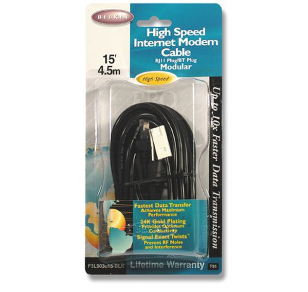 Belkin High Speed Internet Modem Cable, 4.6m 4.6м телефонный кабель