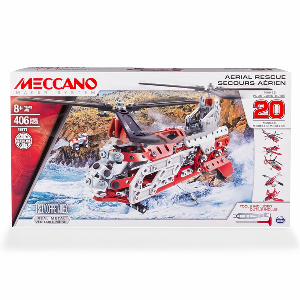 Meccano Helicopter 20 Model Set Vehicle erector set 406pc(s)