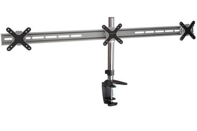 Proper Triple Arm Desk Monitor Mount for 19''-27'' 27Zoll Clamp/Bolt-through Schwarz, Silber