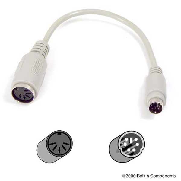 Belkin Pro Series Converter Cable, AT to PS/2 - 15cm 0.15m Grau Tastatur/Video/Maus (KVM)-Kabel