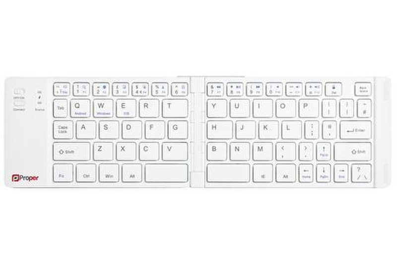 Proper Folding Tablet Bluetooth Keyboard inc Case/Stand White Bluetooth QWERTY Английский Белый