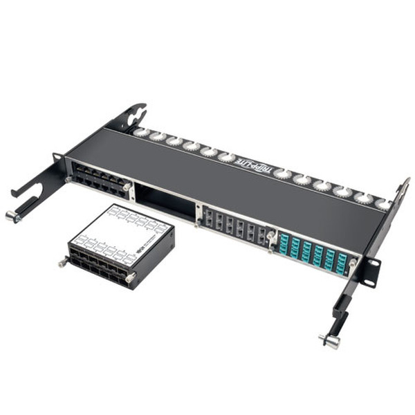 Tripp Lite 12-Port SFP+ 10GbE Pass-through Cassette with six QSFP+ to 4xSFP+ Breakout Cables