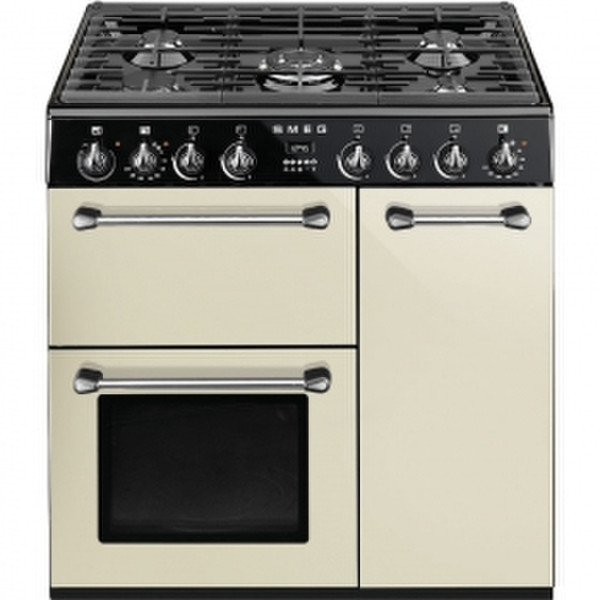 Smeg BM93P Freistehend Gas hob A Schwarz, Cremefarben Küchenherd