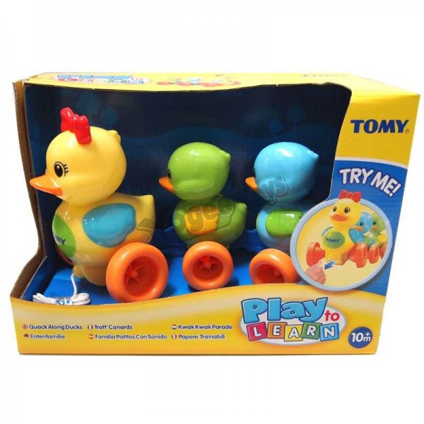 Tomy Quack Along Ducks Plastic Blue,Green,Orange,Yellow push & pull toy