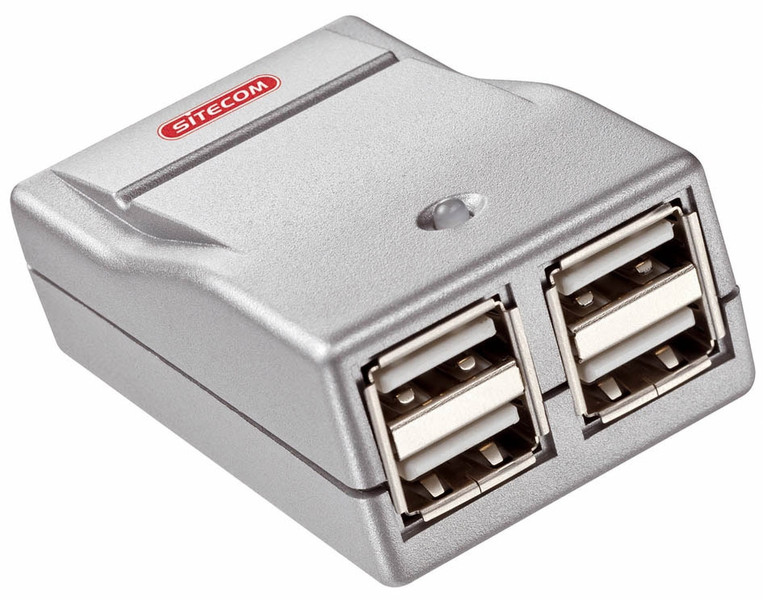 Sitecom USB 2.0 Hub 4-port w/pa 480Мбит/с Cеребряный хаб-разветвитель