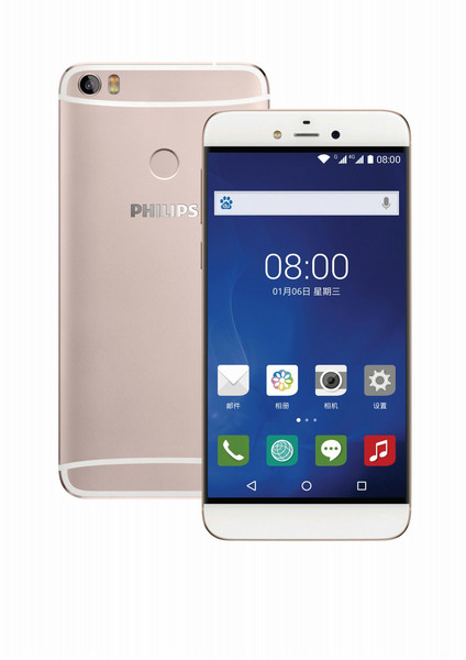 Philips CTS653HGD/40 Две SIM-карты 4G 32ГБ Золотой, Белый смартфон