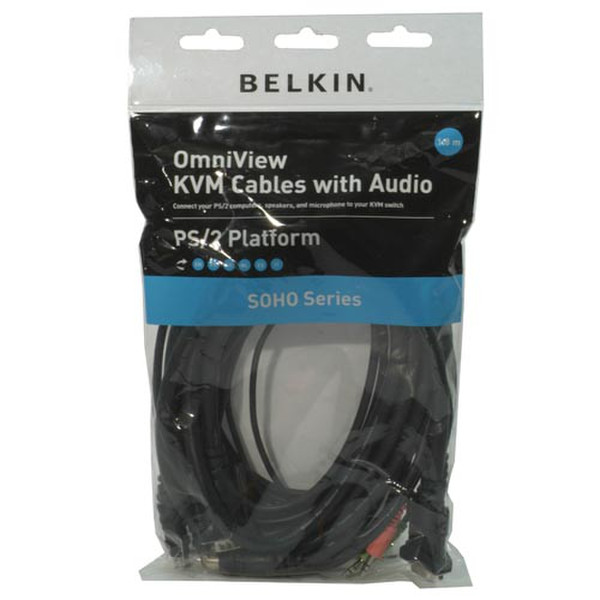 Belkin OmniView™ KVM Cables for SOHO Series with Audio PS/2 1.8m 1.8m Schwarz Tastatur/Video/Maus (KVM)-Kabel