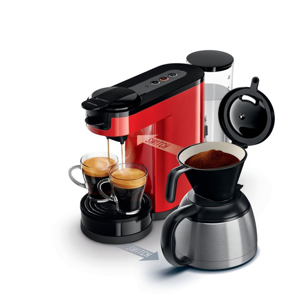 Senseo HD7892/80 Отдельностоящий Автоматическая Капсульная кофеварка 1л 7чашек Черный, Красный кофеварка