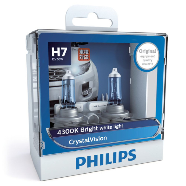 Philips CrystalVision 12972CVSM H7 55W Halogen PX26d 1140lm car light bulb