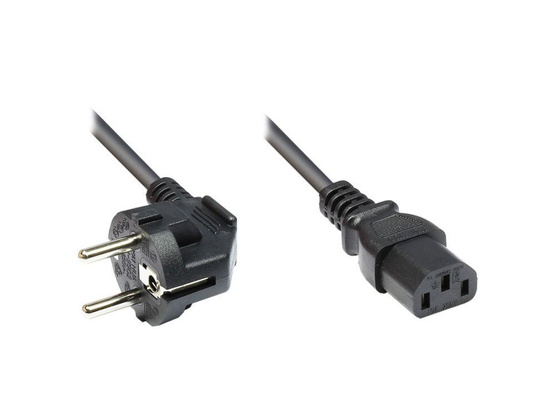 Alcasa 3m F/C13 3m Power plug type F C13 coupler Black power cable