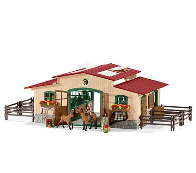 Schleich Farm Life Pferdestall mit Pferden und Zubehör Kinderspielzeugfiguren-Set