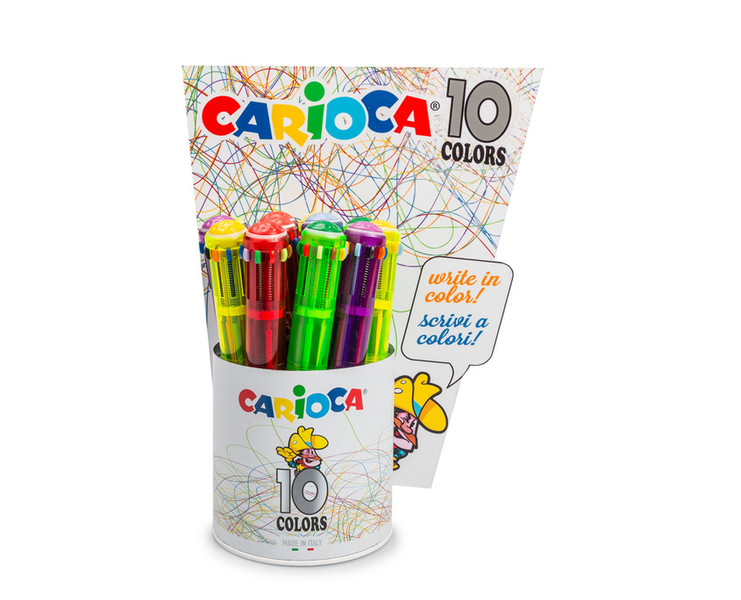 Carioca 10 Colors Clip-on retractable ballpoint pen Мульти 12шт