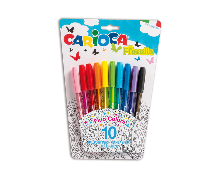 Carioca Fiorella Stick ballpoint pen Multi 10pc(s)