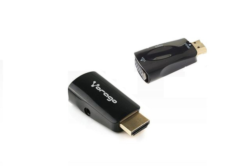 Vorago ADP-208 HDMI VGA + audio (3.5mm) Schwarz Schnittstellenkabeladapter