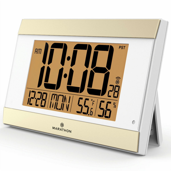 Marathon CL030052WE Digital table clock Rechteckig Gold Tischuhr