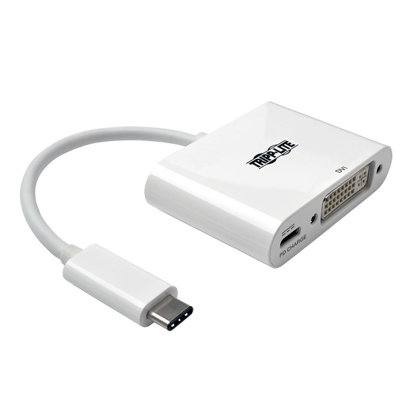 Tripp Lite USB Type-C (USB-C) to DVI External Video Adapter with USB-C PD Charging, 1920 x 1080 (1080p)