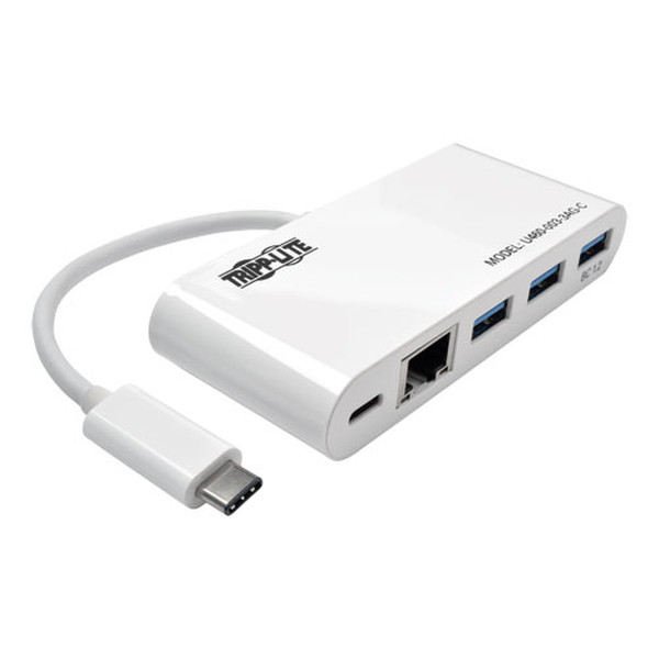 Tripp Lite U460-003-3AG-C USB 3.0 (3.1 Gen 1) Type-C 5000Мбит/с Белый хаб-разветвитель