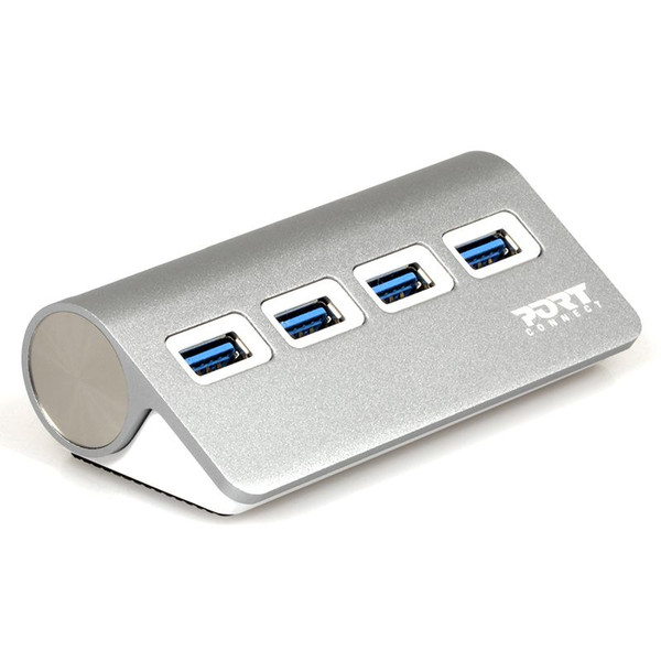 Port Designs 900121 USB 3.0 (3.1 Gen 1) Type-A 5000Мбит/с Серый хаб-разветвитель