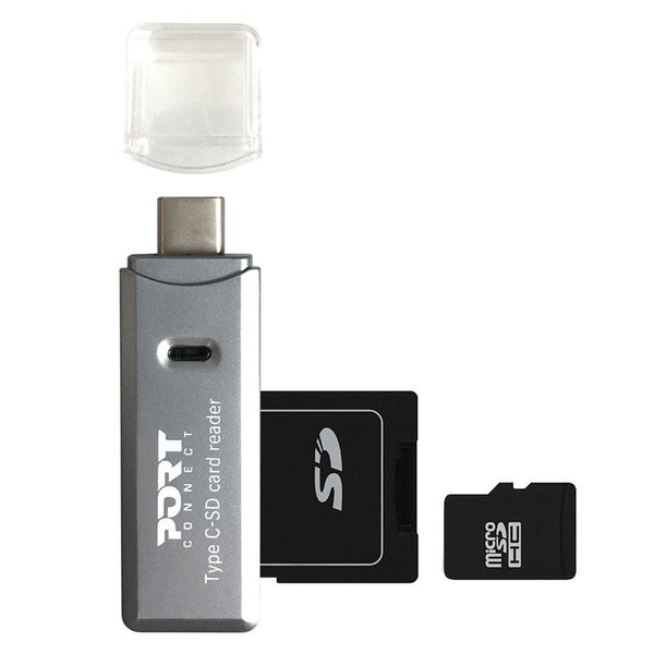 Port Designs 900132 USB 3.0 (3.1 Gen 1) Type-C Серый устройство для чтения карт флэш-памяти