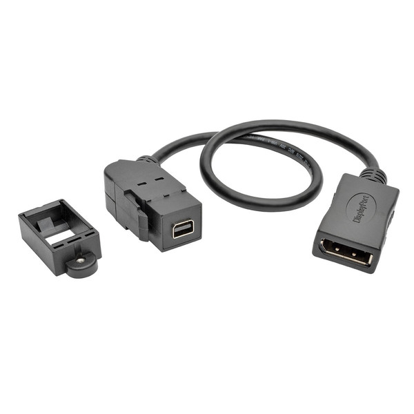 Tripp Lite Mini DisplayPort to DisplayPort All-in-One Keystone/Panel Mount Adapter Cable (F/F), Angled Connector, 0.31 m