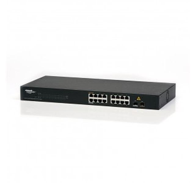 MachPower SW-SG16L2F-034 Неуправляемый L2 Gigabit Ethernet (10/100/1000) 1U Черный сетевой коммутатор