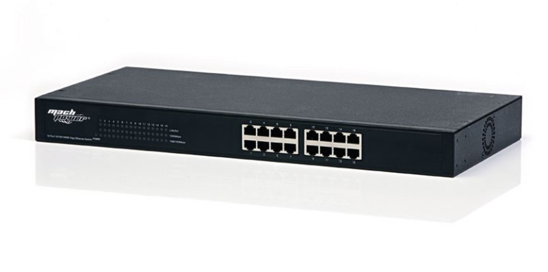 MachPower SW-UG16L-019 ungemanaged Gigabit Ethernet (10/100/1000) Schwarz Netzwerk-Switch