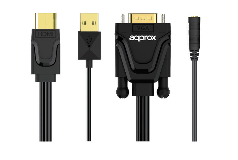 Approx APPC22 HDMI/USB VGA/3.5mm Черный кабельный разъем/переходник