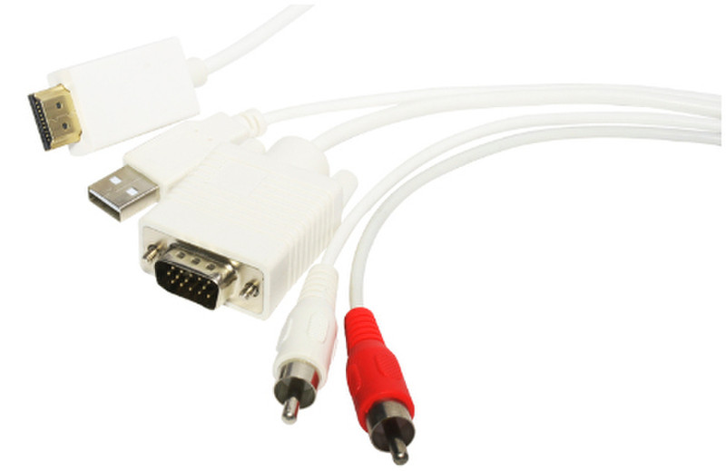 X-Case HDVG2RCAUSB HDMI VGA, usb, Audio Left / Right Weiß Kabelschnittstellen-/adapter