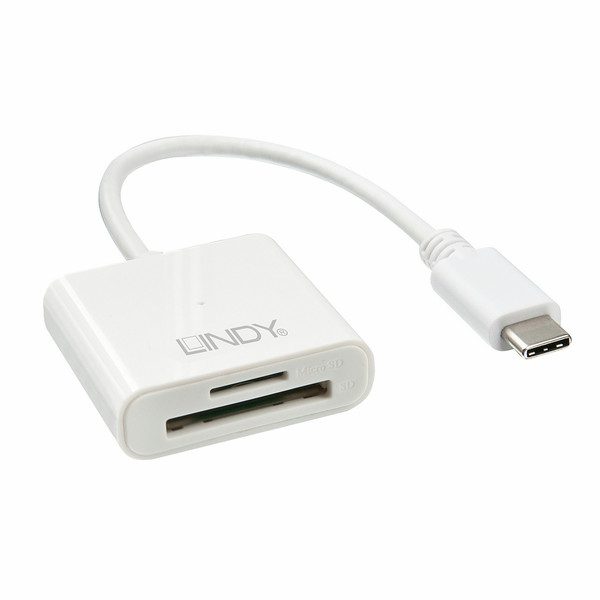 Lindy 43185 USB 3.0 (3.1 Gen 1) Type-C Белый устройство для чтения карт флэш-памяти