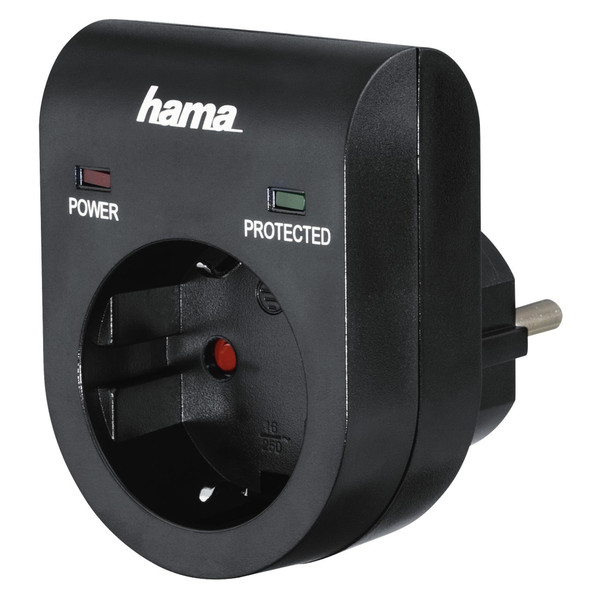 Hama 00108878 1розетка(и) 230В Черный сетевой фильтр