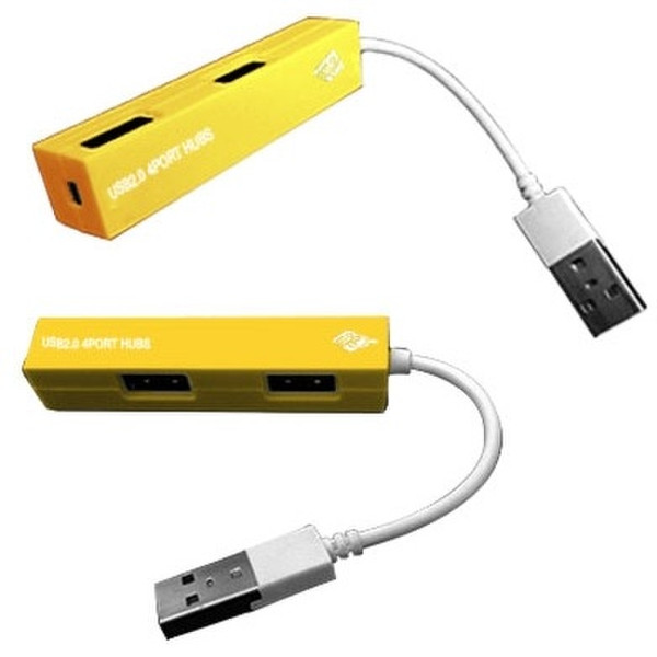 BRobotix 980287Y USB 2.0 480Мбит/с Желтый хаб-разветвитель