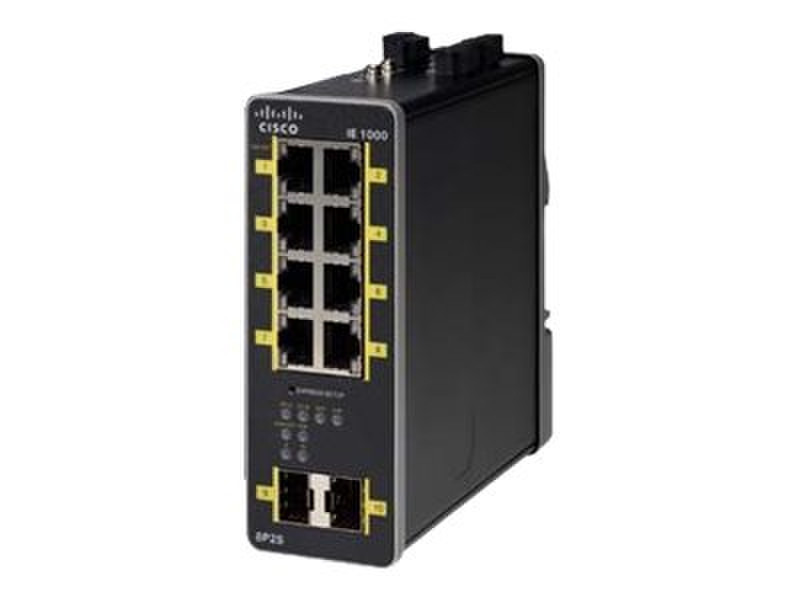 Cisco IE-1000-8P2S-LM Управляемый Gigabit Ethernet (10/100/1000) Power over Ethernet (PoE) Черный сетевой коммутатор