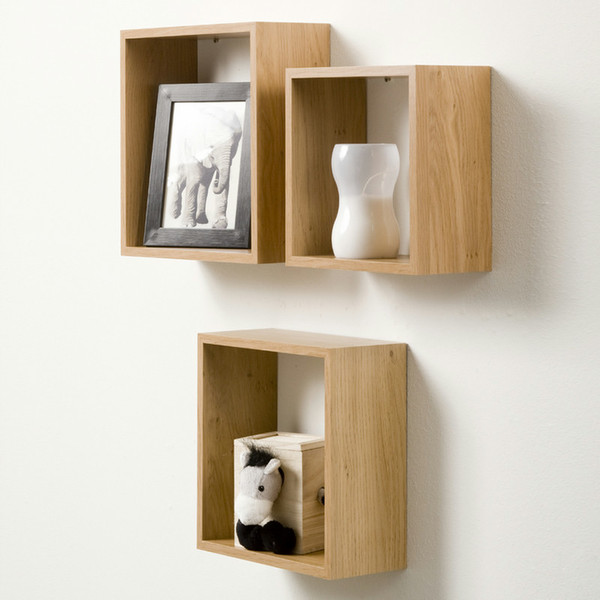 Duraline Triple Cube Floating shelf Wall mounted Wood