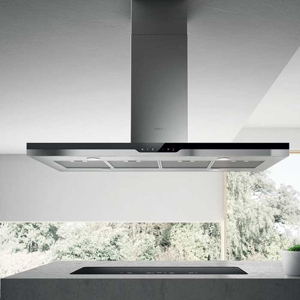 Elica Top Sense Island IXBL/F/120X60 Island cooker hood A Schwarz, Edelstahl