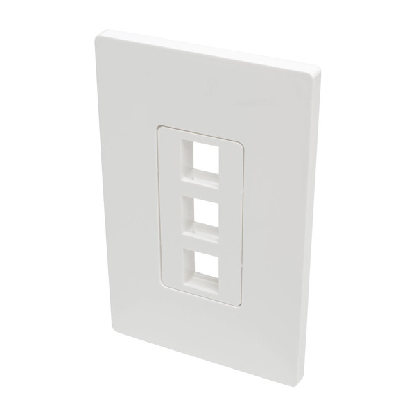 Tripp Lite 3-Port Single-Gang Universal Keystone Wallplate, White