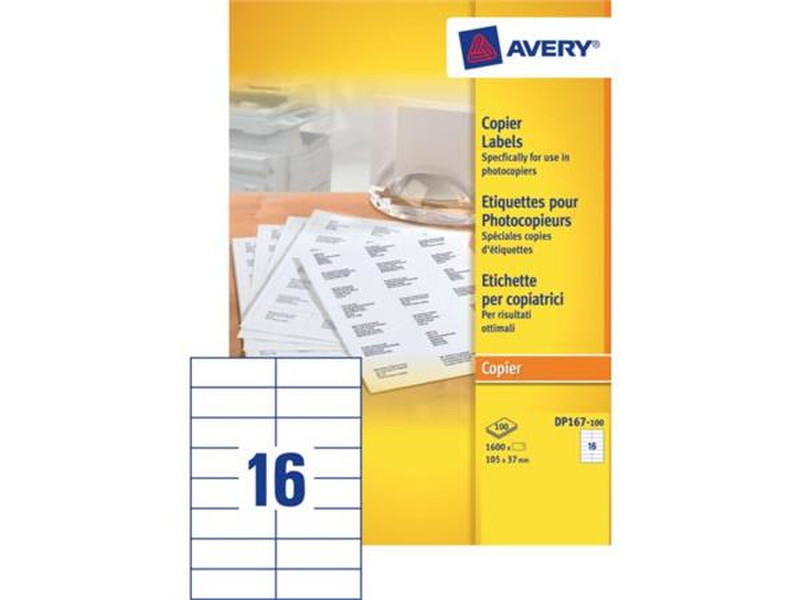 Avery DP167-100 Rectangle White 1600pc(s) self-adhesive label