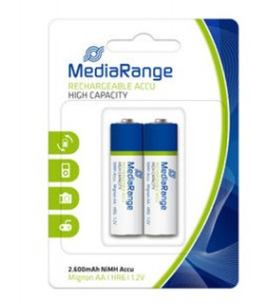 MediaRange MRBAT123 Nickel Metal Hydride 2600mAh 1.2V rechargeable battery