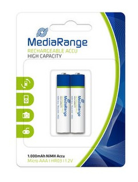 MediaRange MRBAT122 Nickel Metal Hydride 1000mAh 1.2V rechargeable battery