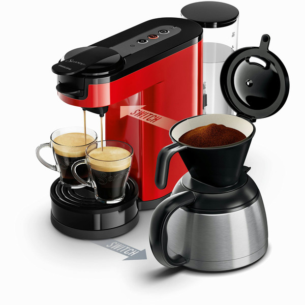 Senseo HD7892/81 Freestanding Semi-auto Combi coffee maker 1L 7cups Red coffee maker