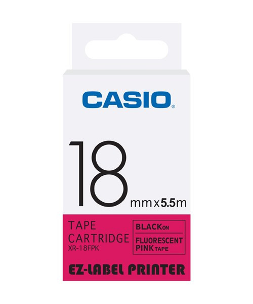 Casio XR-18FPK Black on red label-making tape