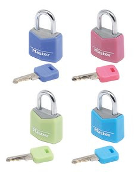 MASTER LOCK 20mm Wide Covered Solid Body Padlock, Assorted Colours