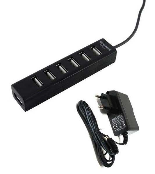 H'mc HMC-HUB7PP USB 2.0 480Мбит/с Черный хаб-разветвитель