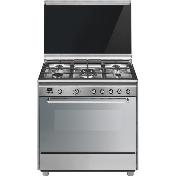 Smeg SCB90MFX9 Freistehend Gas hob A Schwarz, Edelstahl Küchenherd