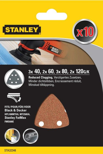 Stanley Global STA32348-XJ Шлифовальный лист 10шт расходный материал/насадка для шлифовальных машин