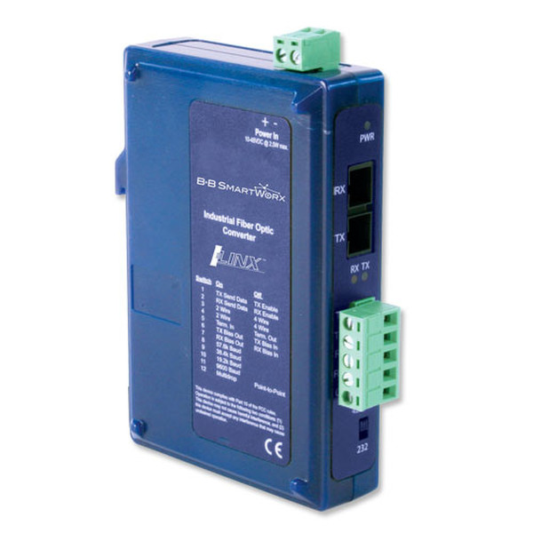 B&B Electronics FOSTCDRI-SC RS-232/422/485 Faser (SC) Blau Serieller Konverter/Repeater/Isolator