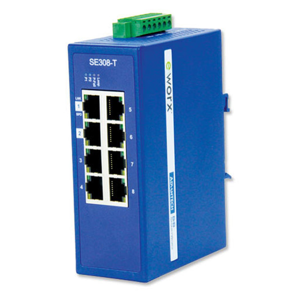 B&B Electronics SE308-T Неуправляемый Gigabit Ethernet (10/100/1000) Синий сетевой коммутатор