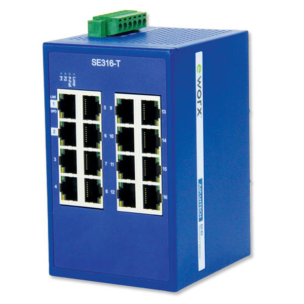 B&B Electronics SE316-T Управляемый Fast Ethernet (10/100) Синий сетевой коммутатор